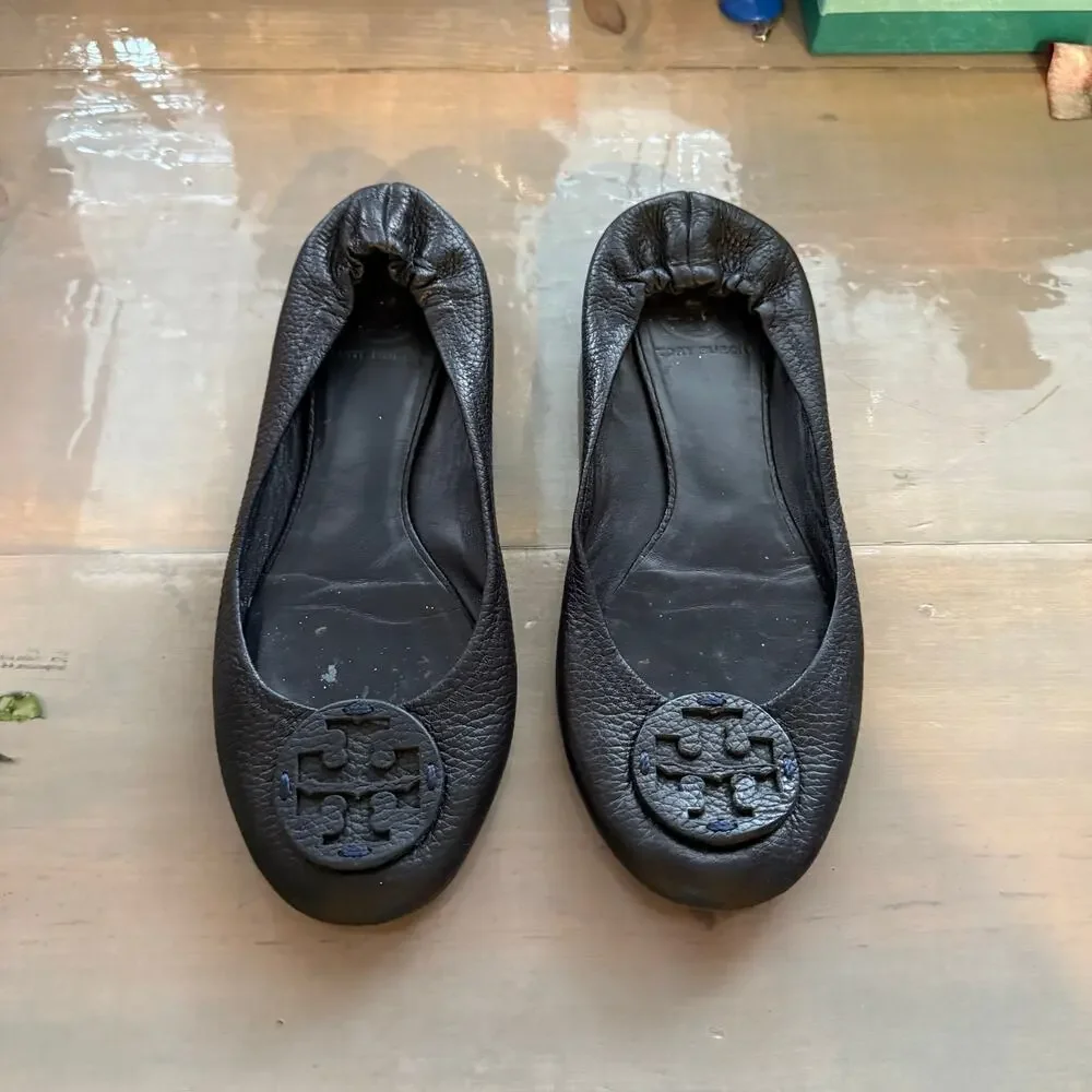 Tory Burch Black Minnie Traveler Ballet Flats Sz 6.5